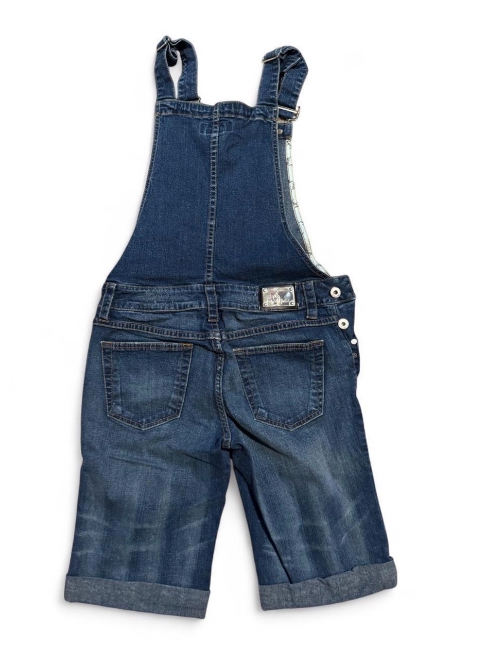 Vintage y2k Baby Phat Dark Blue Denim Embroidered Logo Mcbling Plaque Overalls - Picture 4 of 8